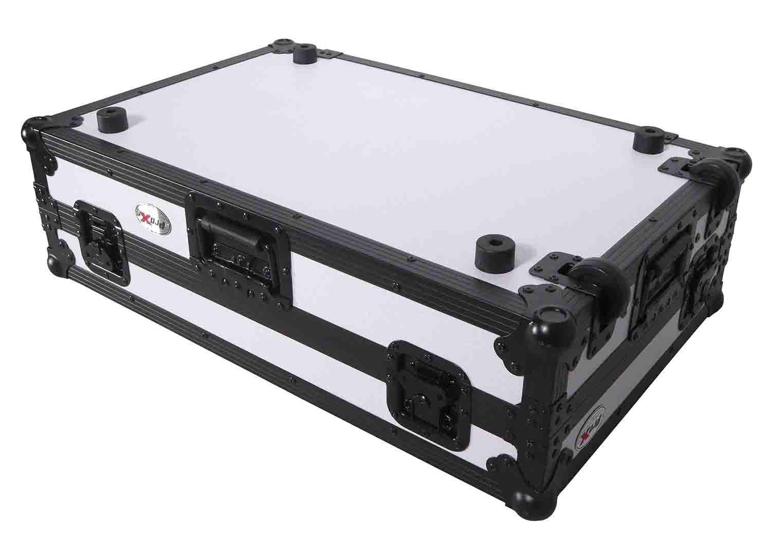 ProX XS-DDJ1000 WLTWH Fits Pioneer DDJ-1000SRT Case White on Black W/ Sliding Laptop Shelf & Wheels - Hollywood DJ