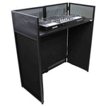 ProX XF-VISTA BL VISTA DJ Booth Facade Table Station with White/Black Scrim kit and Padded Travel Bag - Hollywood DJ