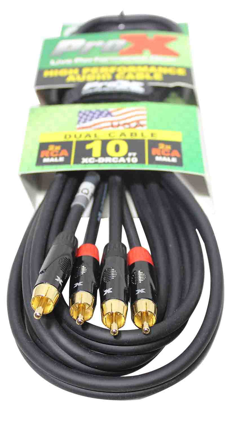 Prox XC-DRCA10 Dual RCA-M to Dual RCA-M High Performance Audio Cable - 10 Feet - Hollywood DJ