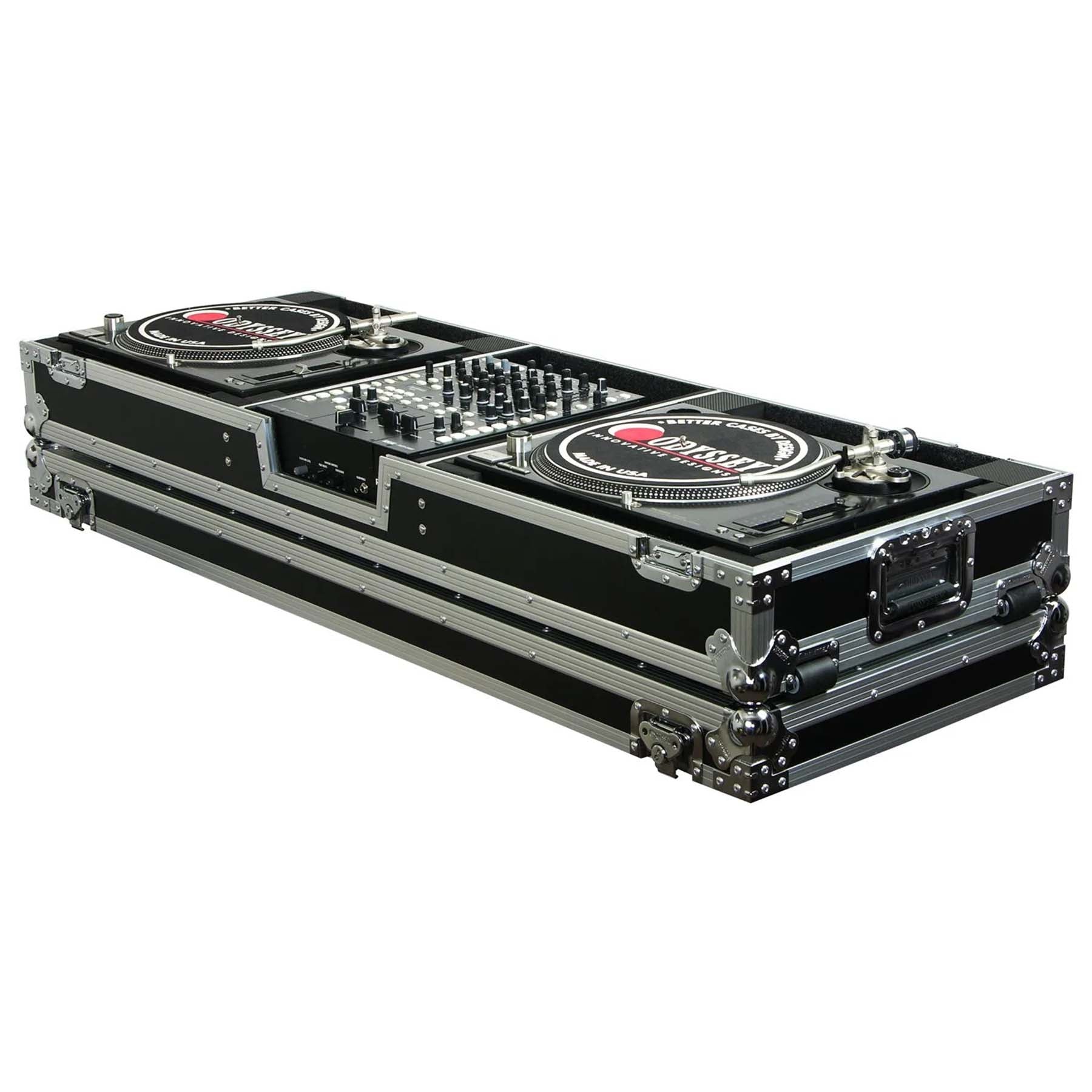 Open Box: Odyssey FZDJ12W 12" Format DJ Mixer and Turntables Flight Coffin Case with Wheels - Hollywood DJ