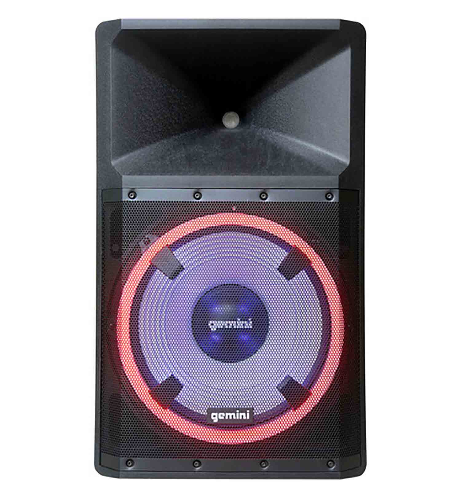 Gemini Sound GSP-L2200PK, 15-Inch Powered Bluetooth PA Speaker with Lights, Stand and Microphone - 2200W - Hollywood DJ