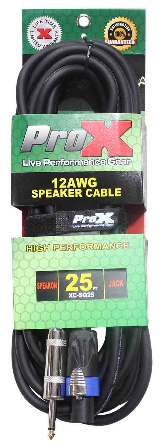 ProX XC-SQ25, 12 AWG SpeakOn to 1/4" TS High Performance Speaker Cable - 25 Feet - Hollywood DJ