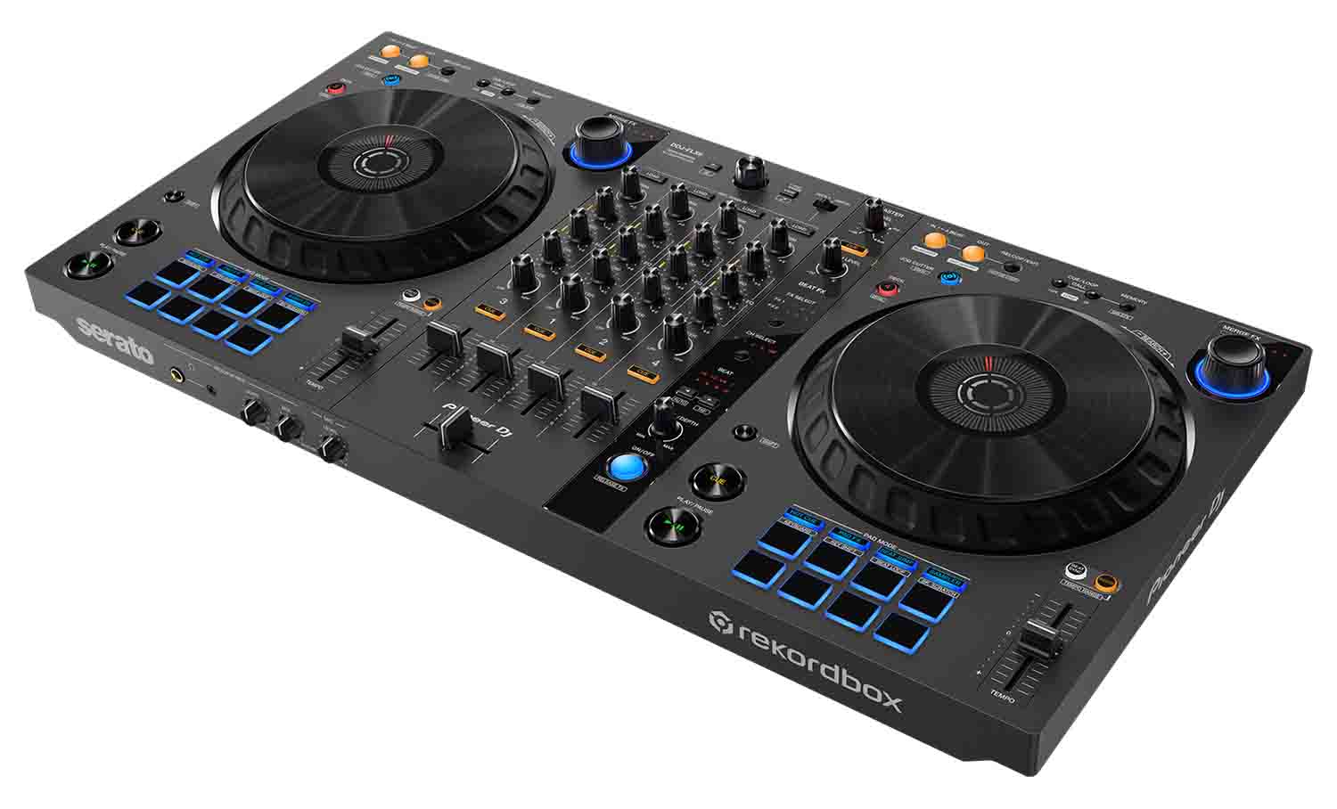 Pioneer DJ DDJ-FLX6-GT 4-deck Rekordbox and Serato DJ Controller - Graphite & CUE1 On-Ear DJ Headphone - Black - Hollywood DJ