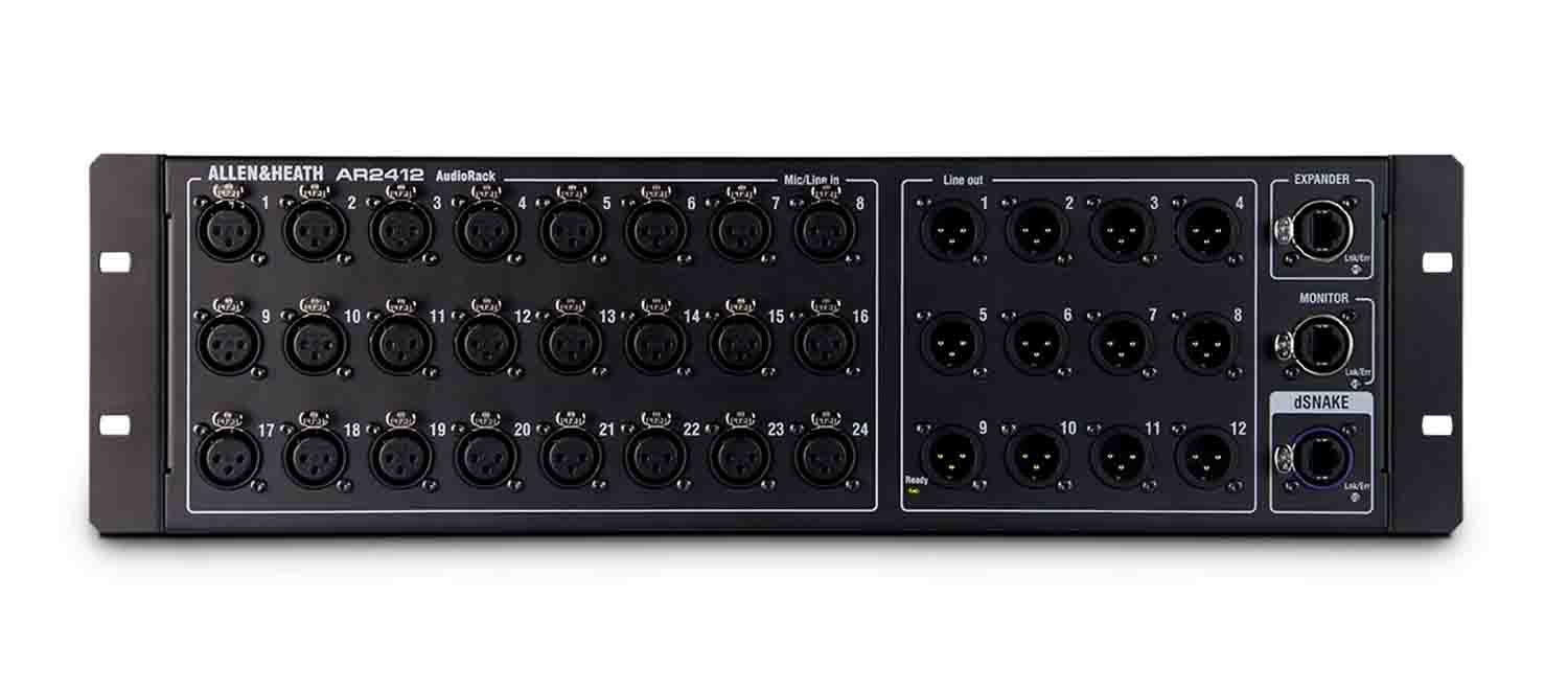 Allen & Heath AR-2412, 24x12 Main Remote Stage Rack for GLD, SQ and Qu Mixers - Black - Hollywood DJ