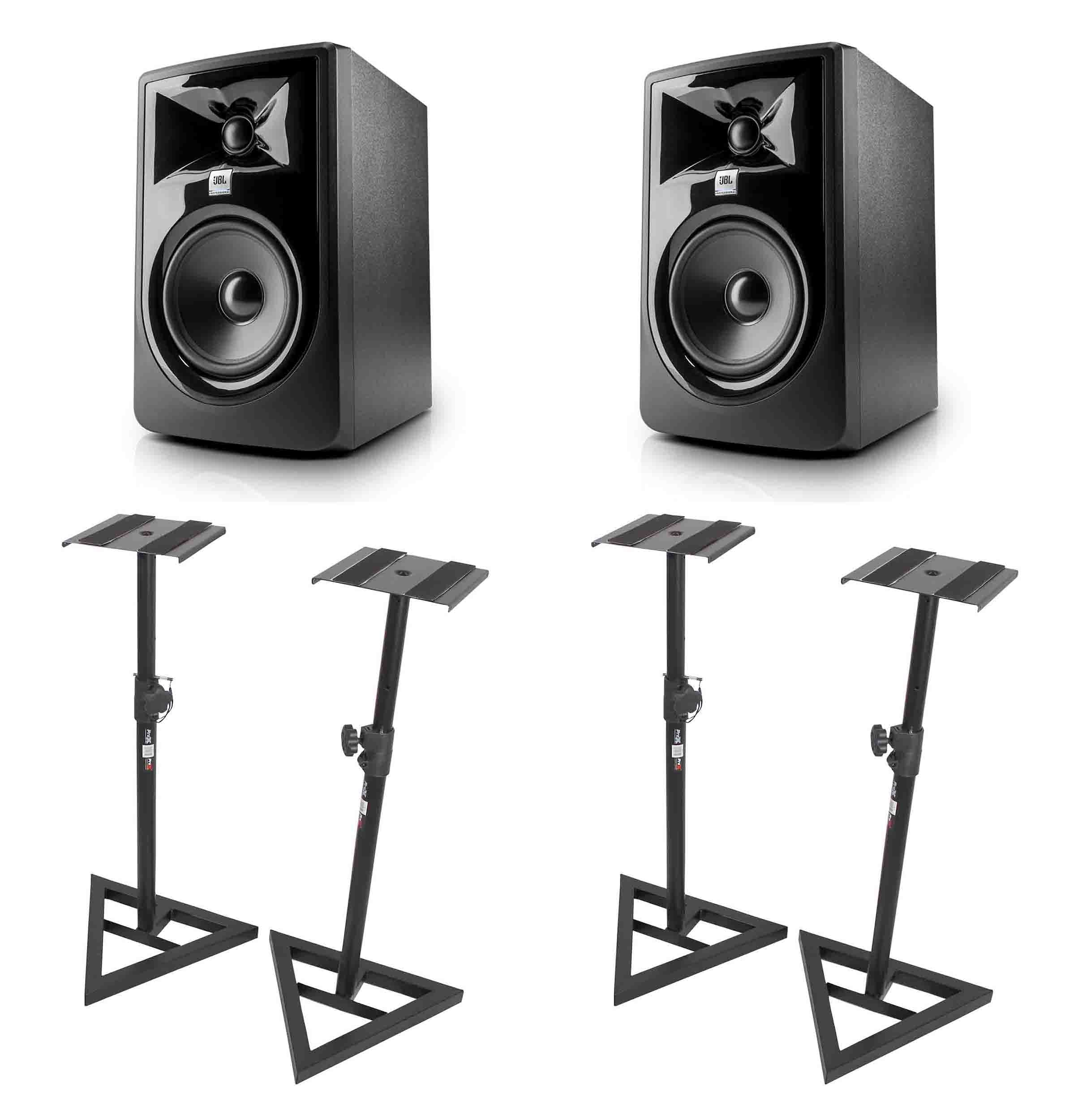 JBL 305P MkII Studio Monitor Package with Black Stands Pair - Hollywood DJ