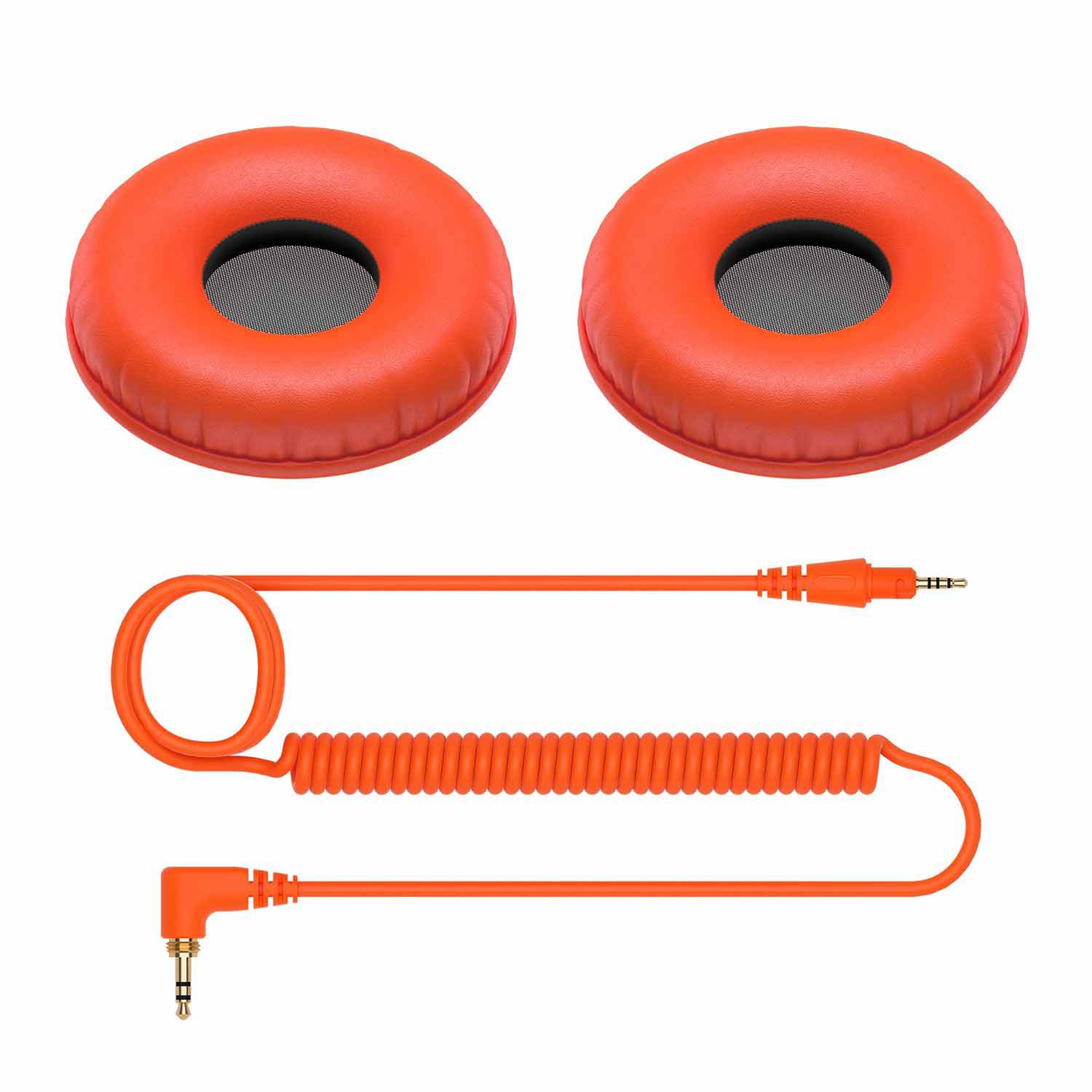 Pioneer DJ HC-CP08-M Coiled Cable and Ear Pads for HDJ-CUE1 Headphones - Orange - Hollywood DJ