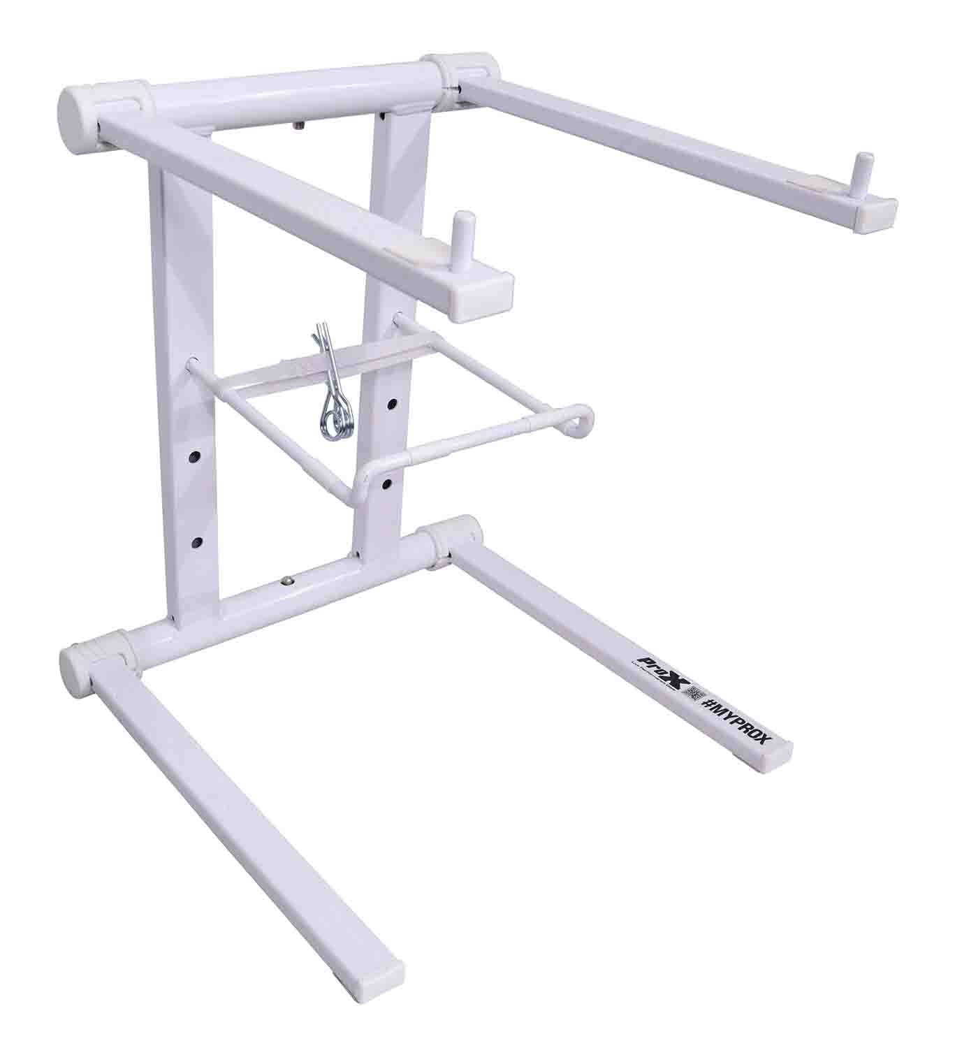 ProX T-LPS600WHITE, DJ Foldable Laptop Stand with Carrying Bag - White - Hollywood DJ