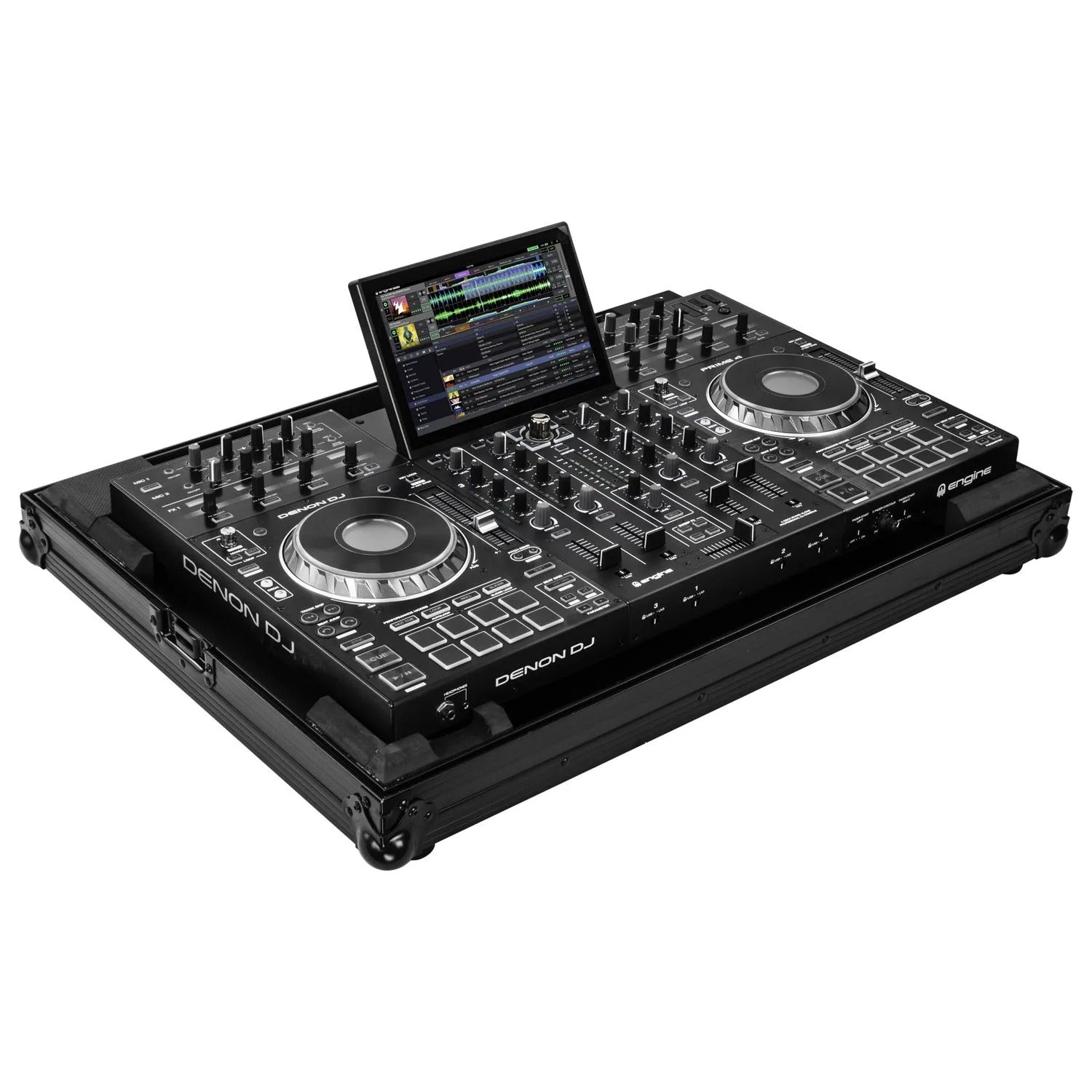 Open Box: Odyssey FZDNPRIME4BL, Denon Prime 4 Black Low Profile Flight Case - Hollywood DJ