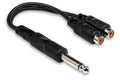 Hosa YPR-103 Y Cable 1/4 in TS to Dual RCAF - Hollywood DJ