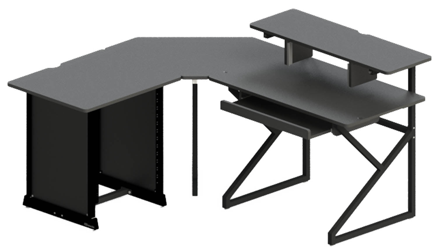 Gator Frameworks GFW-DESK-SET Content Creator Desk Set with Main Desk, Corner Section & 12U Studio Rack Table - Hollywood DJ