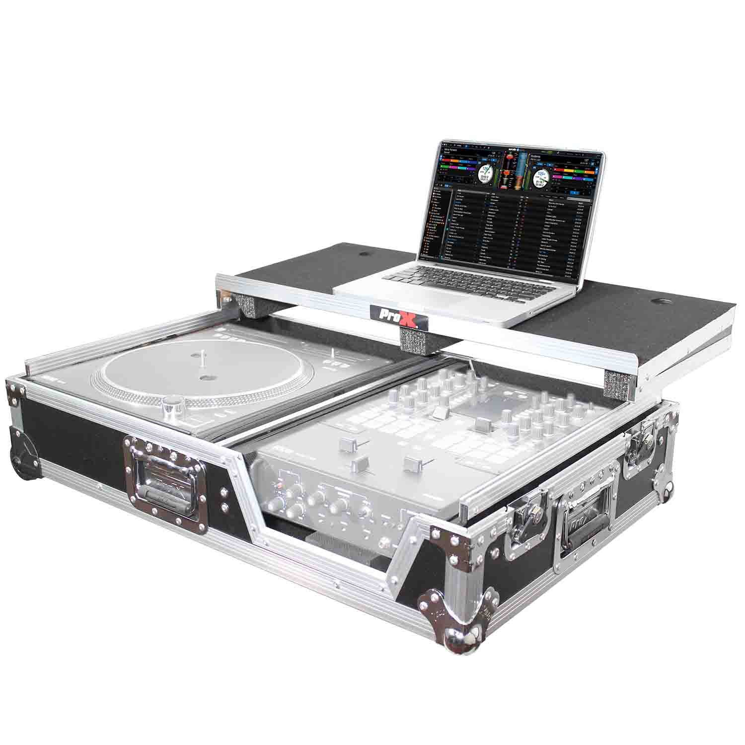 ProX XS-TMC1012WLT DJ Flight Case For Single Turntable and Mixer With Sliding Laptop Shelf and Wheels - Hollywood DJ