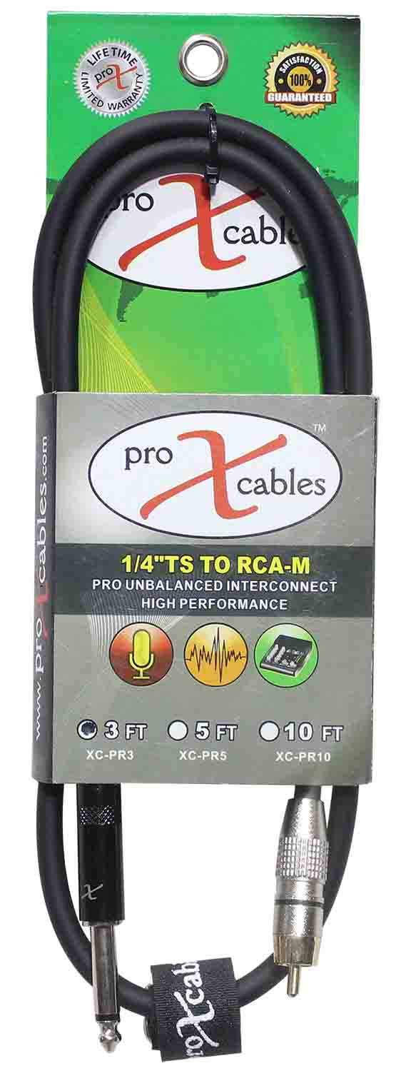 Prox XC-PR03 Unbalanced RCA Male to 1/4" Male High Performance Audio Cable - 3 Feet - Hollywood DJ