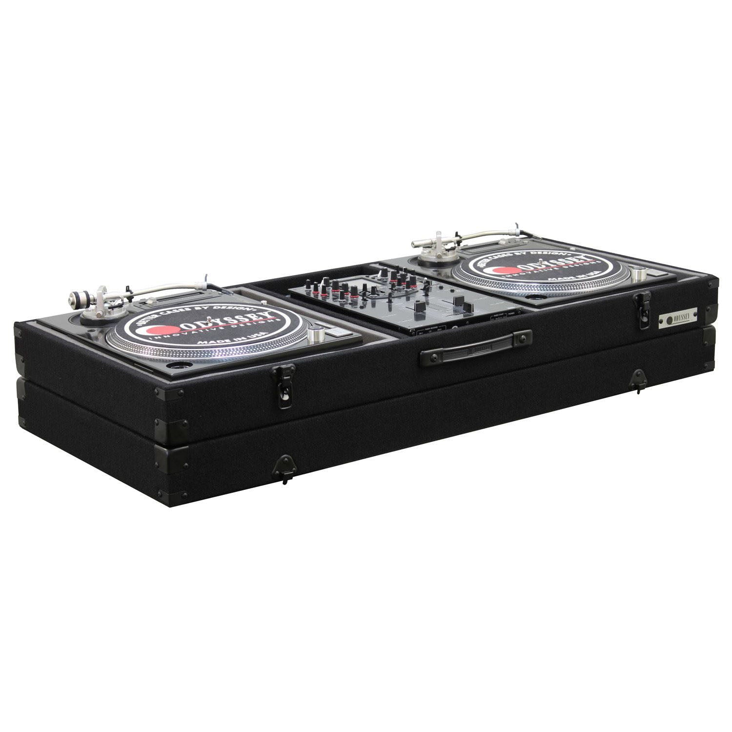 Odyssey CBM10E, Universal 10" Format DJ Mixer and Two Battle Position Turntables Carpet Coffin Case Odyssey