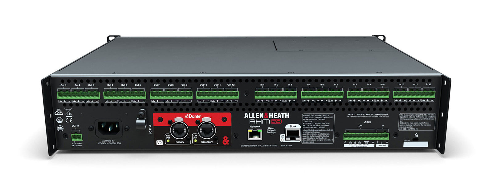 Allen & Heath AHM-64, 64x64 Audio Matrix Processor with 12x12 I/O - Hollywood DJ