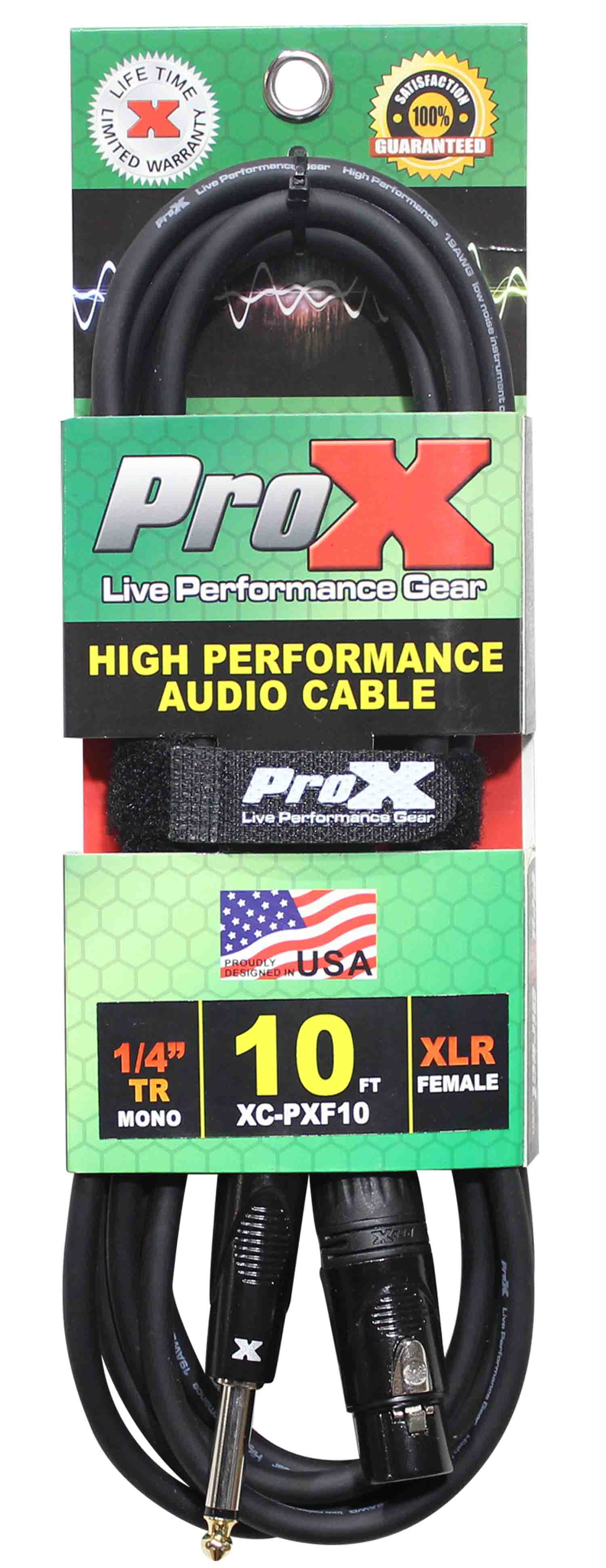 Prox XC-PXF10 Unbalanced 1/4" TS to XLR3-F High Performance Audio Cable - 10 Feet - Hollywood DJ