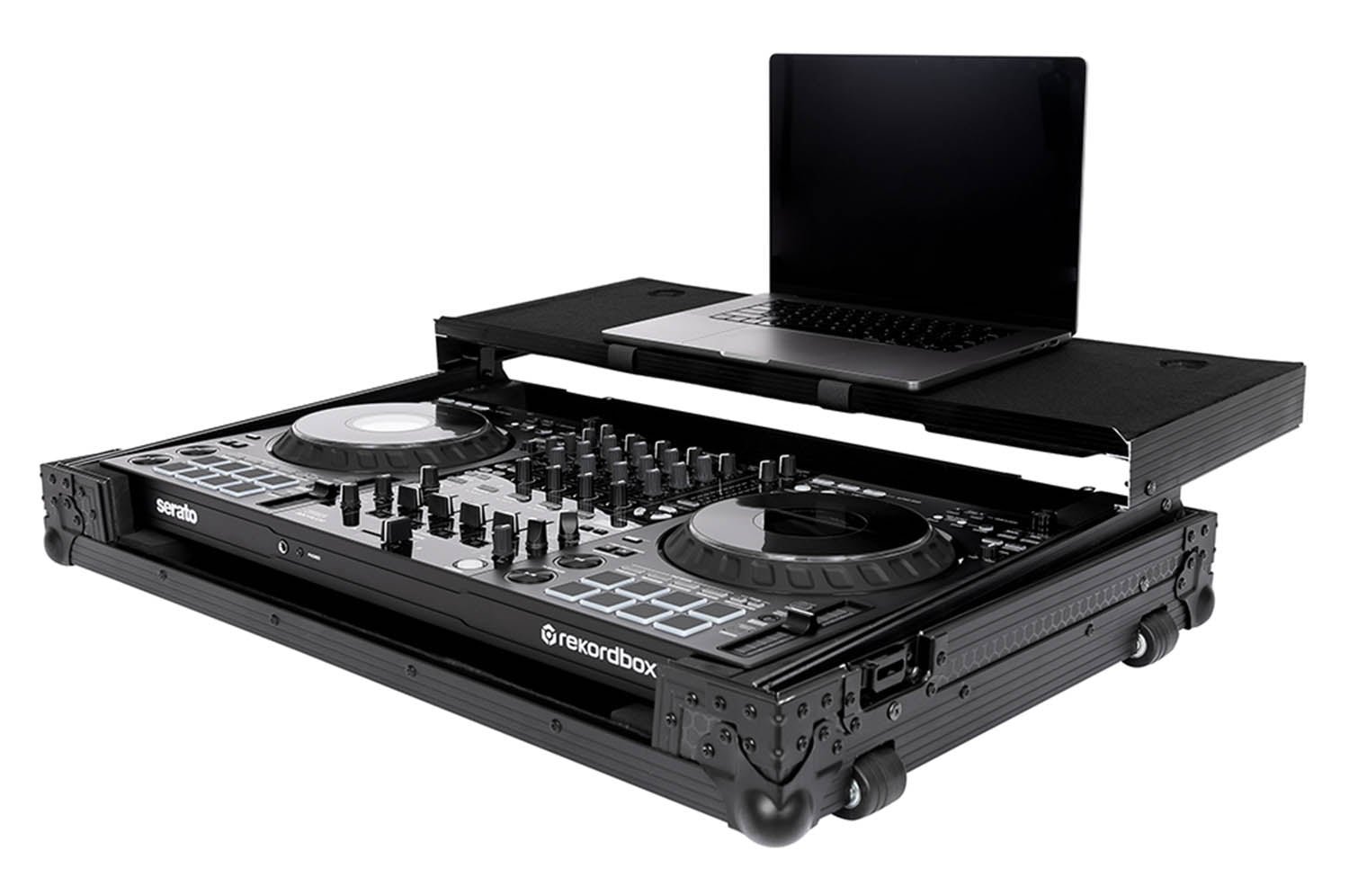 Headliner HL10013 Pitch Black Flight Case for DDJ-FLX10 with Laptop Platform and Wheels - Hollywood DJ