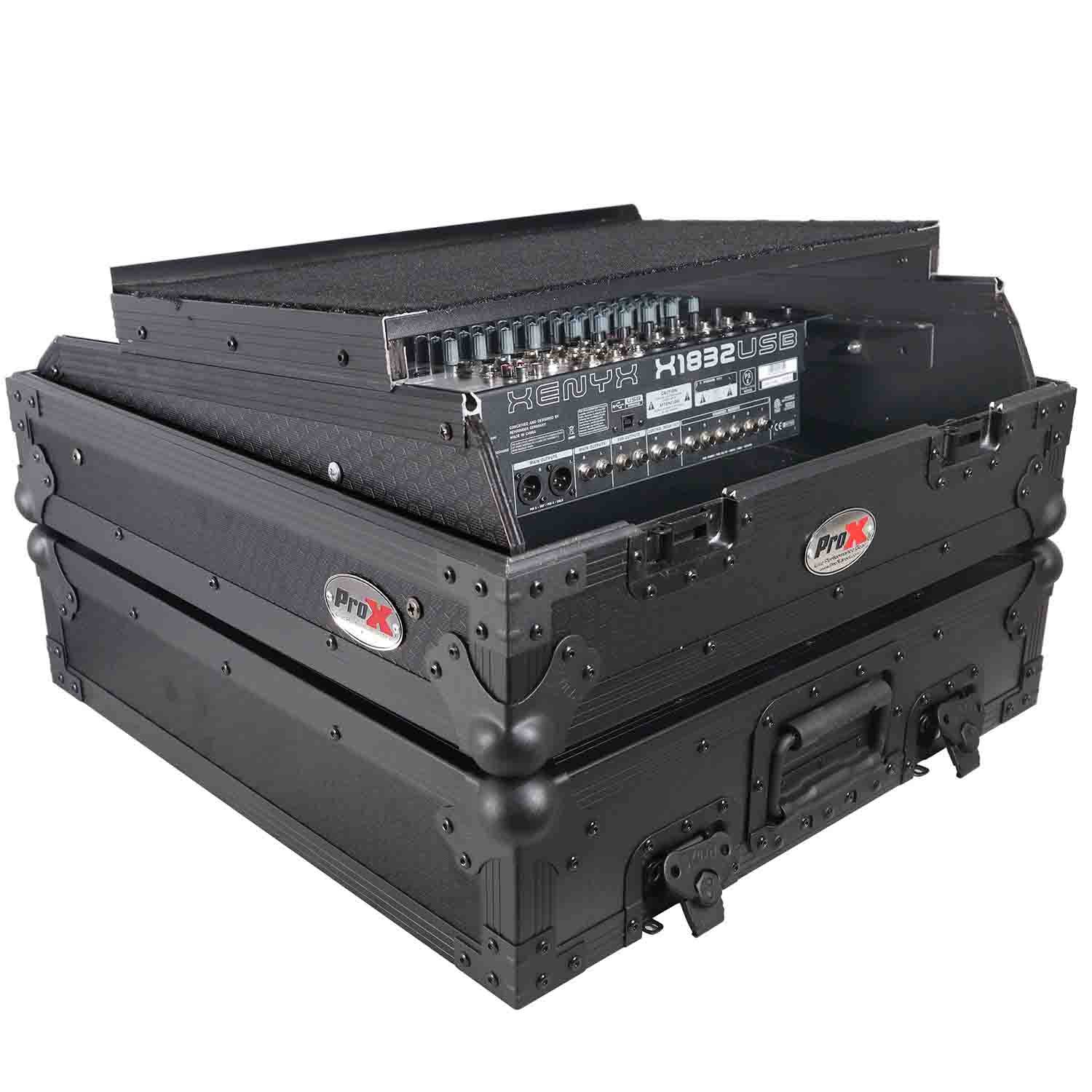 ProX XS-19MIXLTBL DJ Mixer Case, 10U Top Mount 19 Inch Slanted - Black on Black - Hollywood DJ