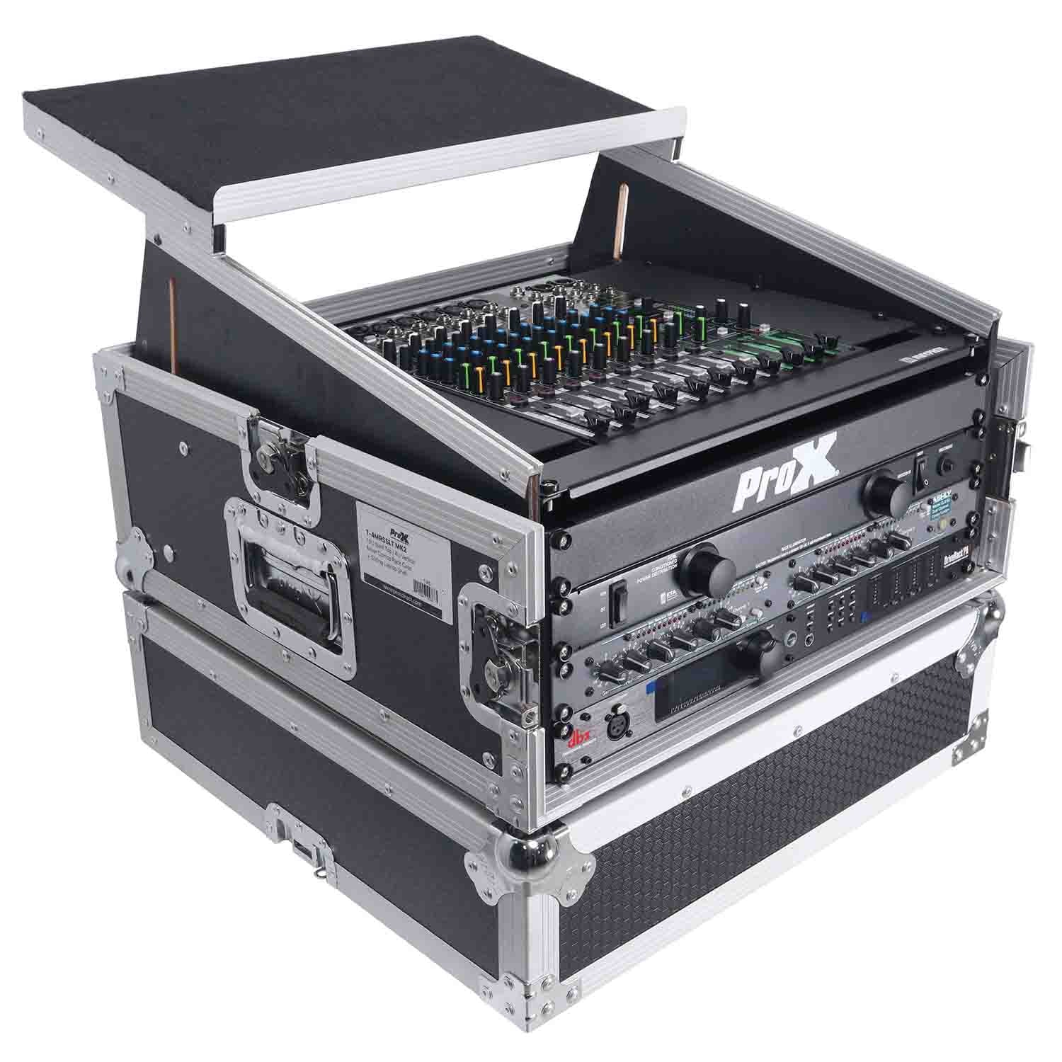 ProX T-4MR-LT--MK2, 4U Rack x 10U Top Mixer DJ Combo Flight Case with Laptop Shelf - Hollywood DJ