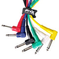ProX XC-PATCHX6 Guitar Effect Pedal Cables 6" Long - 1/4 Instrument Cables Right Angle Plug Kit (Assorted Colors) - 6 Pack - Hollywood DJ
