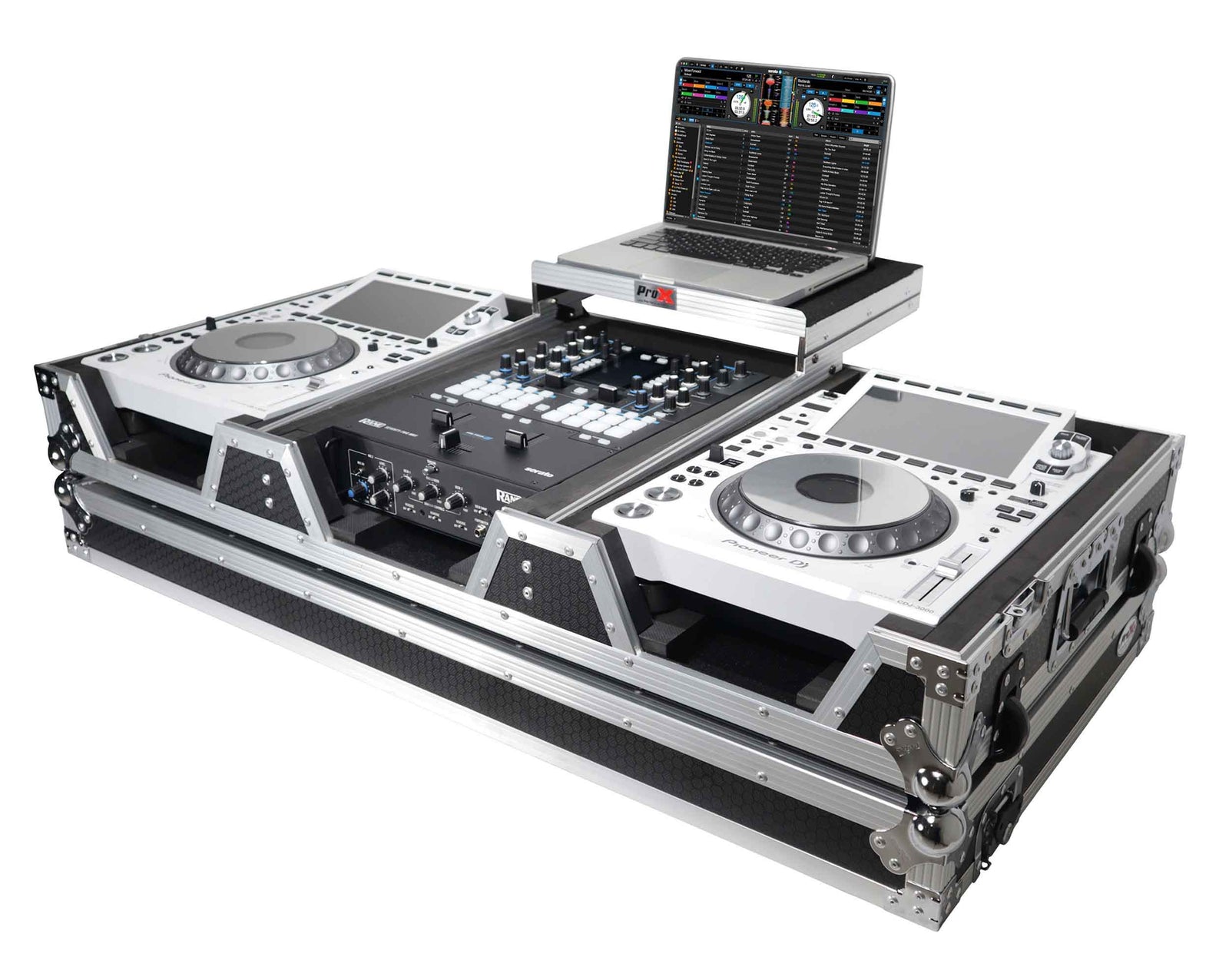 ProX XS-CDM3000WLT DJ Flight Case for Pioneer Mixer DJM-900NXS2 and 2 CDJ-3000 with Wheels and Laptop Shelf ProX Cases