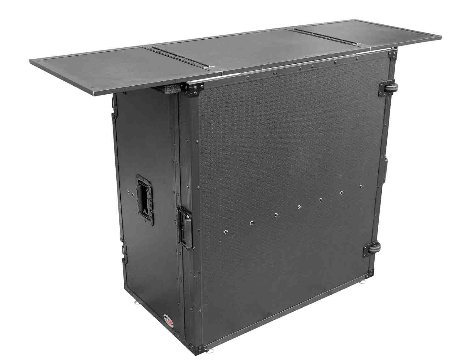 ProX XS-DJSTNBL Transformer Series DJ Folding Workstation Table with Wheels - Black on Black - Hollywood DJ