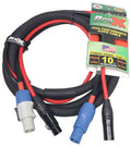 ProX XC-PWC14-XLR10 Grey XLR-F Connector to Blue XLR-M Link Cable for Powercon Compatible Devices - 10 Feet - Hollywood DJ