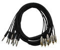 Prox XC-8PR10 Unbalanced 8 Channel 1/4" TS to RCA Male Snake - 10 Feet - Hollywood DJ