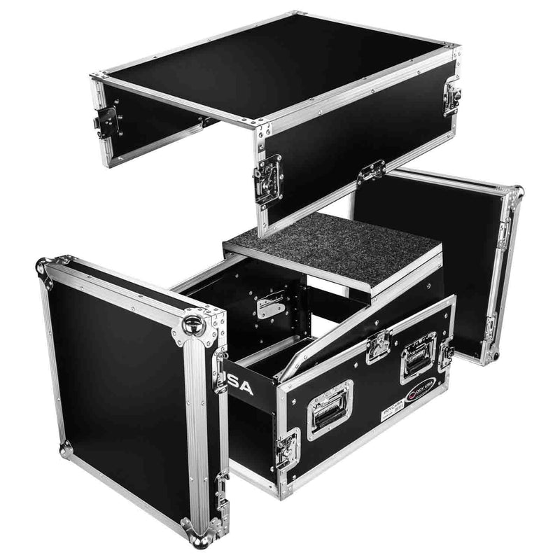 Odyssey FZGS1404, 14U Top Slanted 4U Bottom Vertical Pro Combo Rack Case with Glide Platform - Hollywood DJ