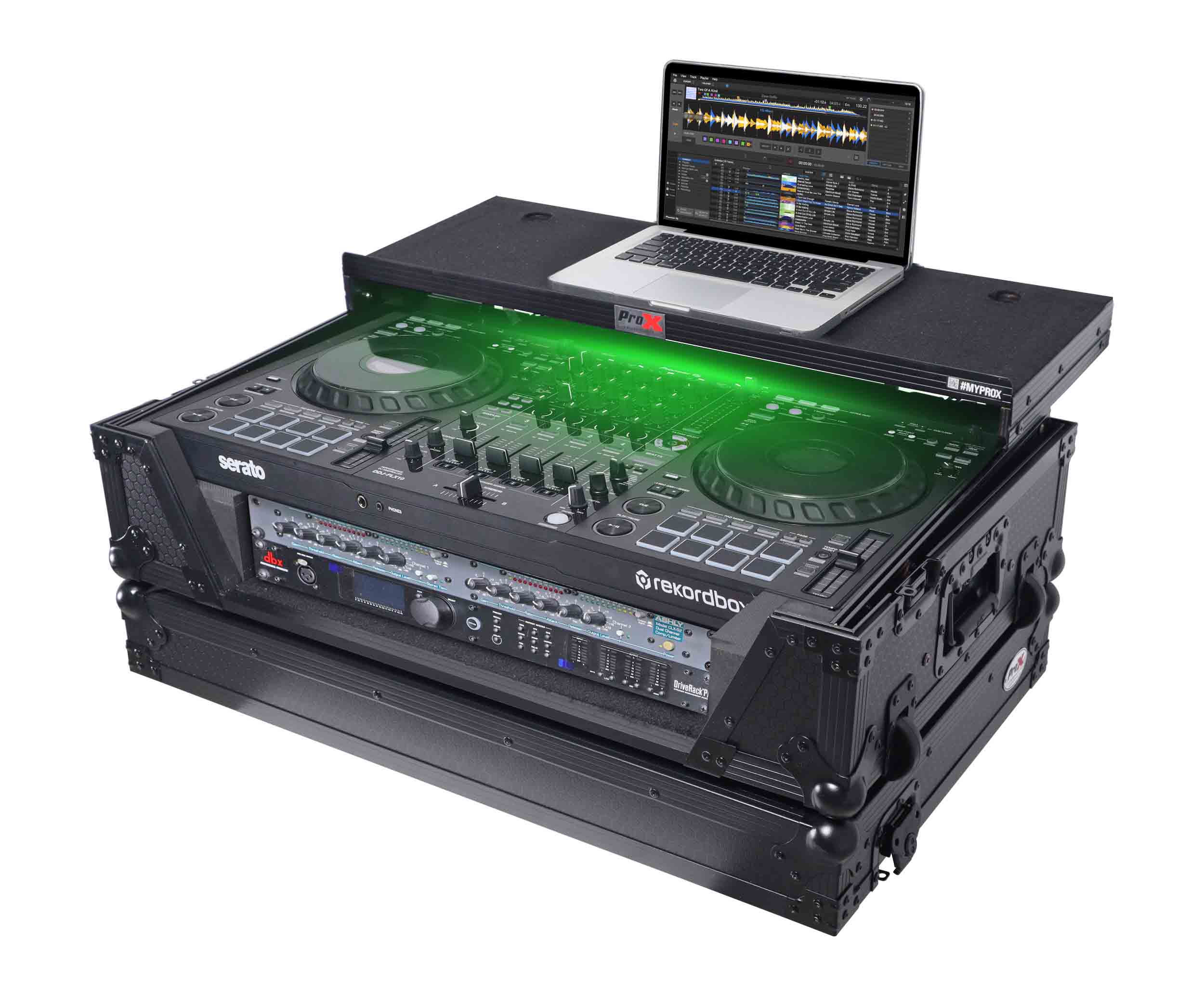 B-Stock: ProX XS-FLX102U WLTBL LED Flight Style Road Case for Pioneer DDJ-FLX10 DJ Controller with Laptop Shelf ProX Cases