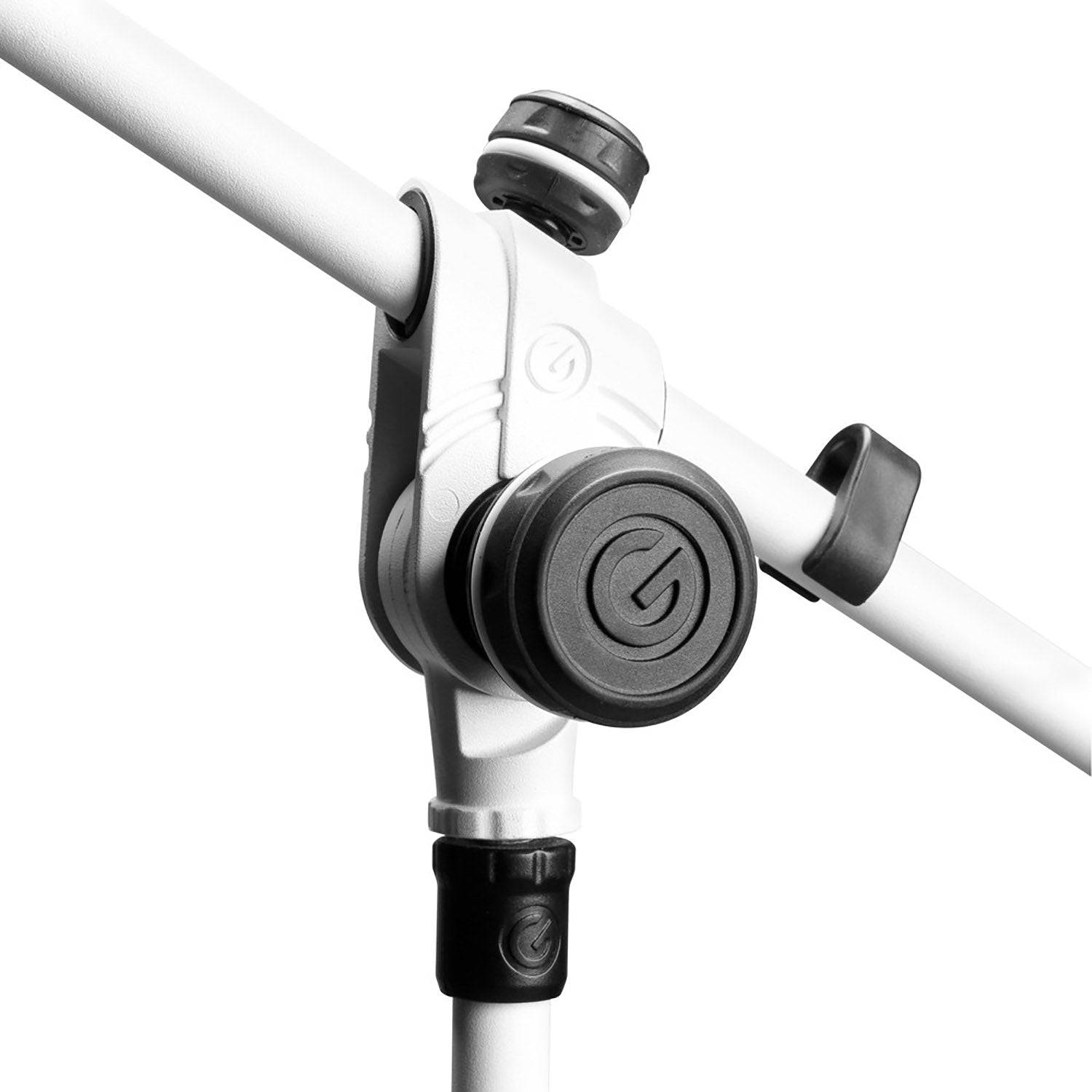Gravity GMS4322W Microphone Stand With Folding Tripod Base and 2-Point Adjustment Telescoping Boom - White - Hollywood DJ