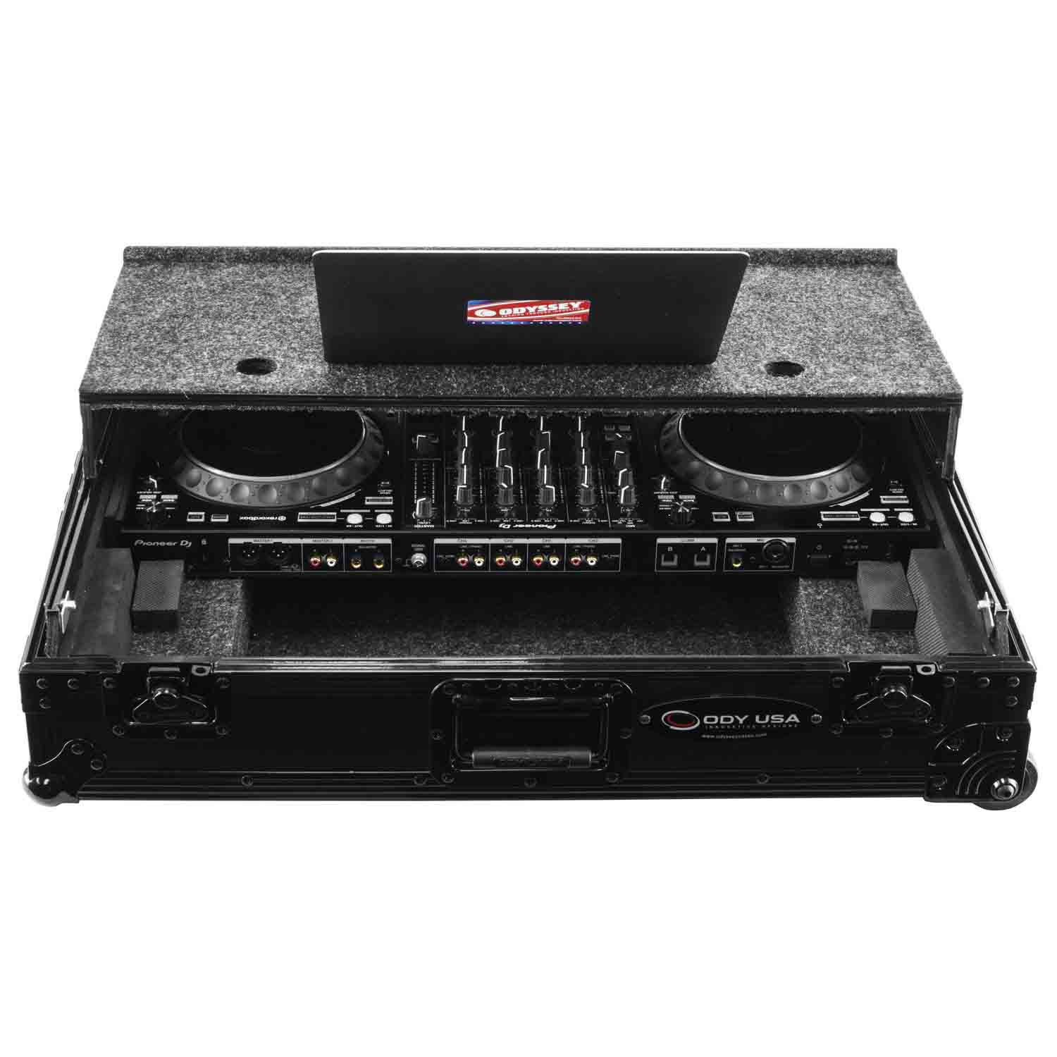 Odyssey FZGSDDJ1000BL1UCW 1u DJ Case for Pioneer DDJ-1000 / DDJ-1000SRT with Patented Glide Platform and Corner Wheels - Black - Hollywood DJ