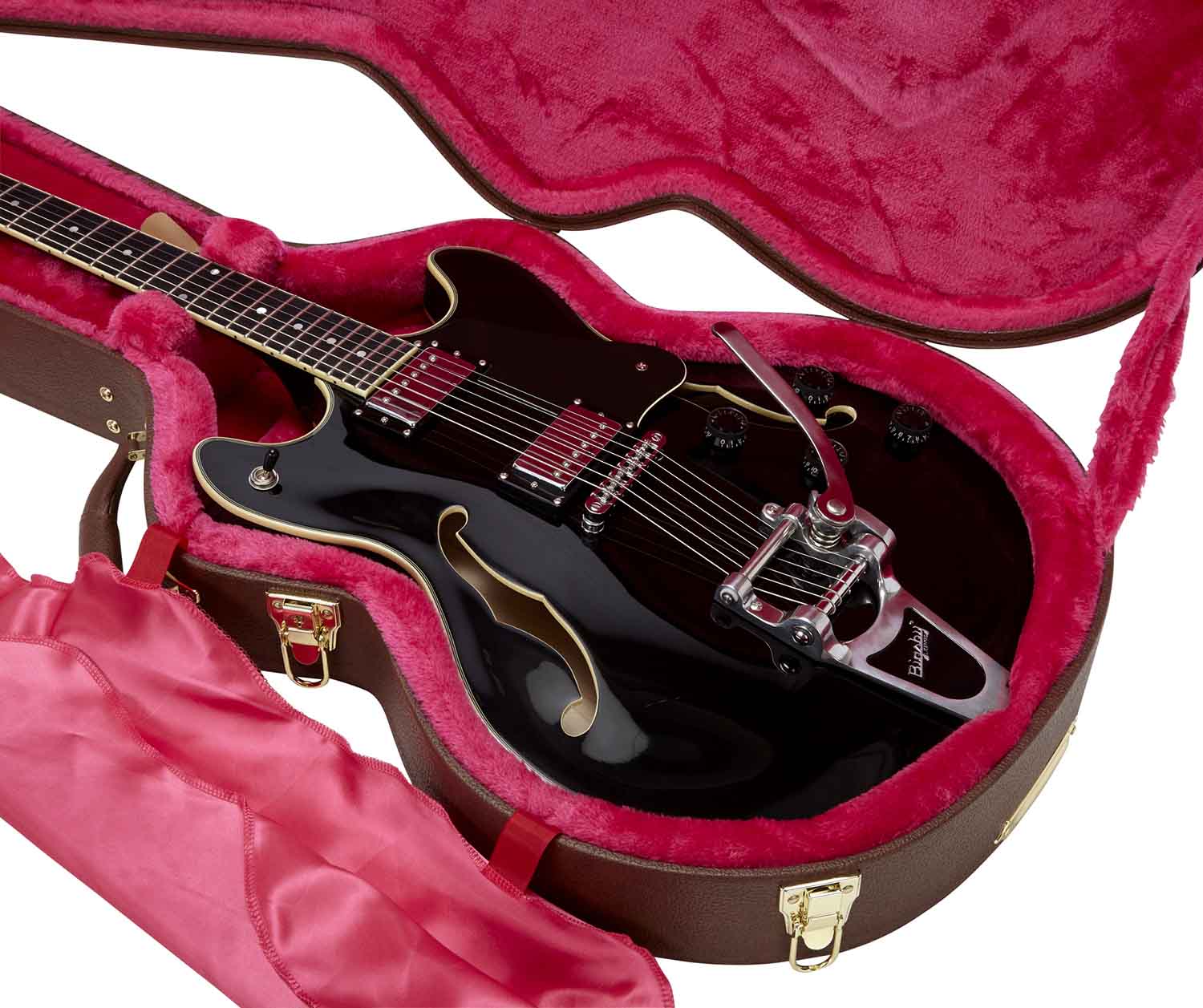 Gator Cases GW-335-BROWN Deluxe Wood Case for Semi-Hollow Guitars - Brown - Hollywood DJ