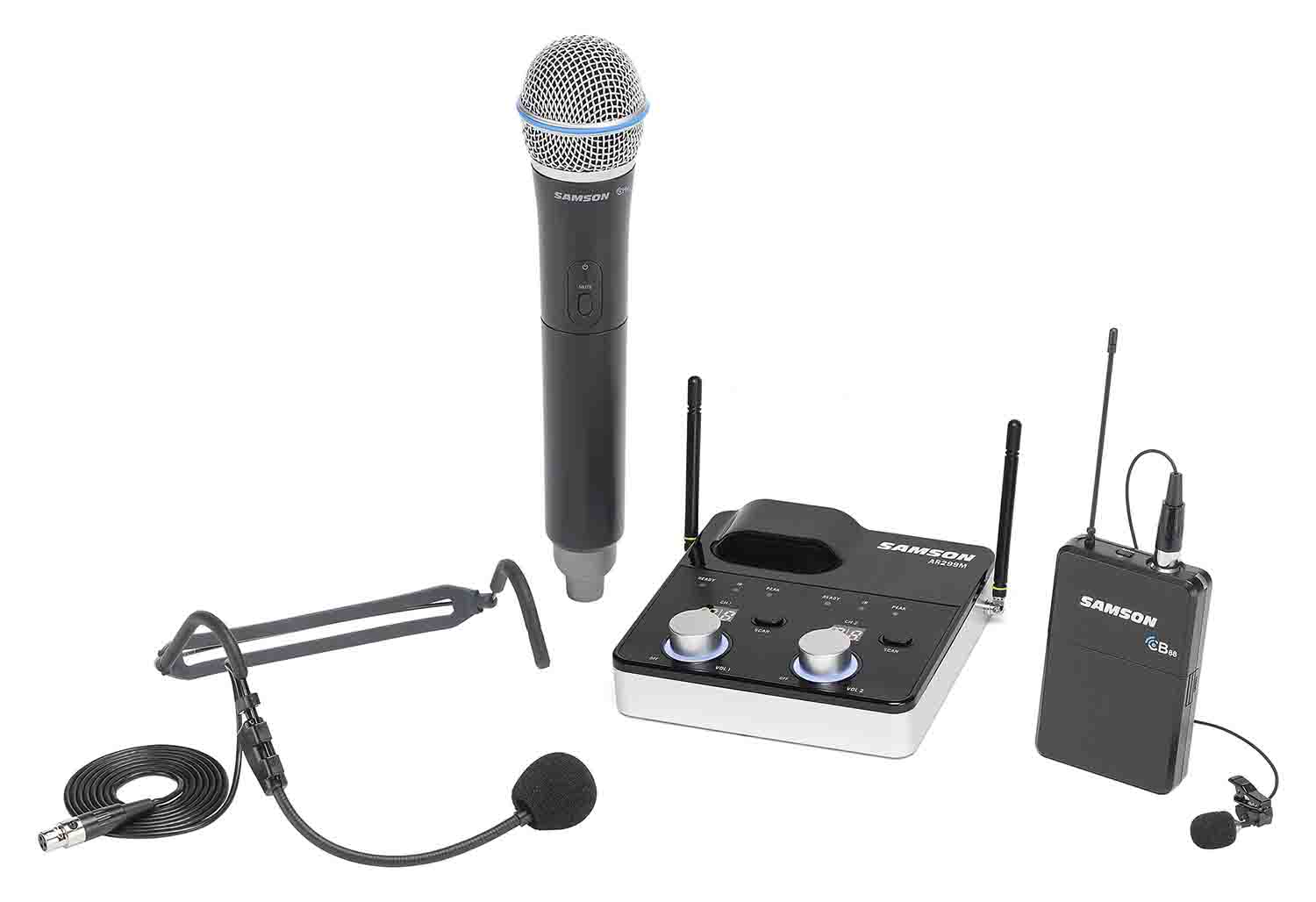 Samson SWC288MALL-D Concert 288m All-in-One Dual-Channel Wireless Combo Headset and Handheld Microphone System - Hollywood DJ
