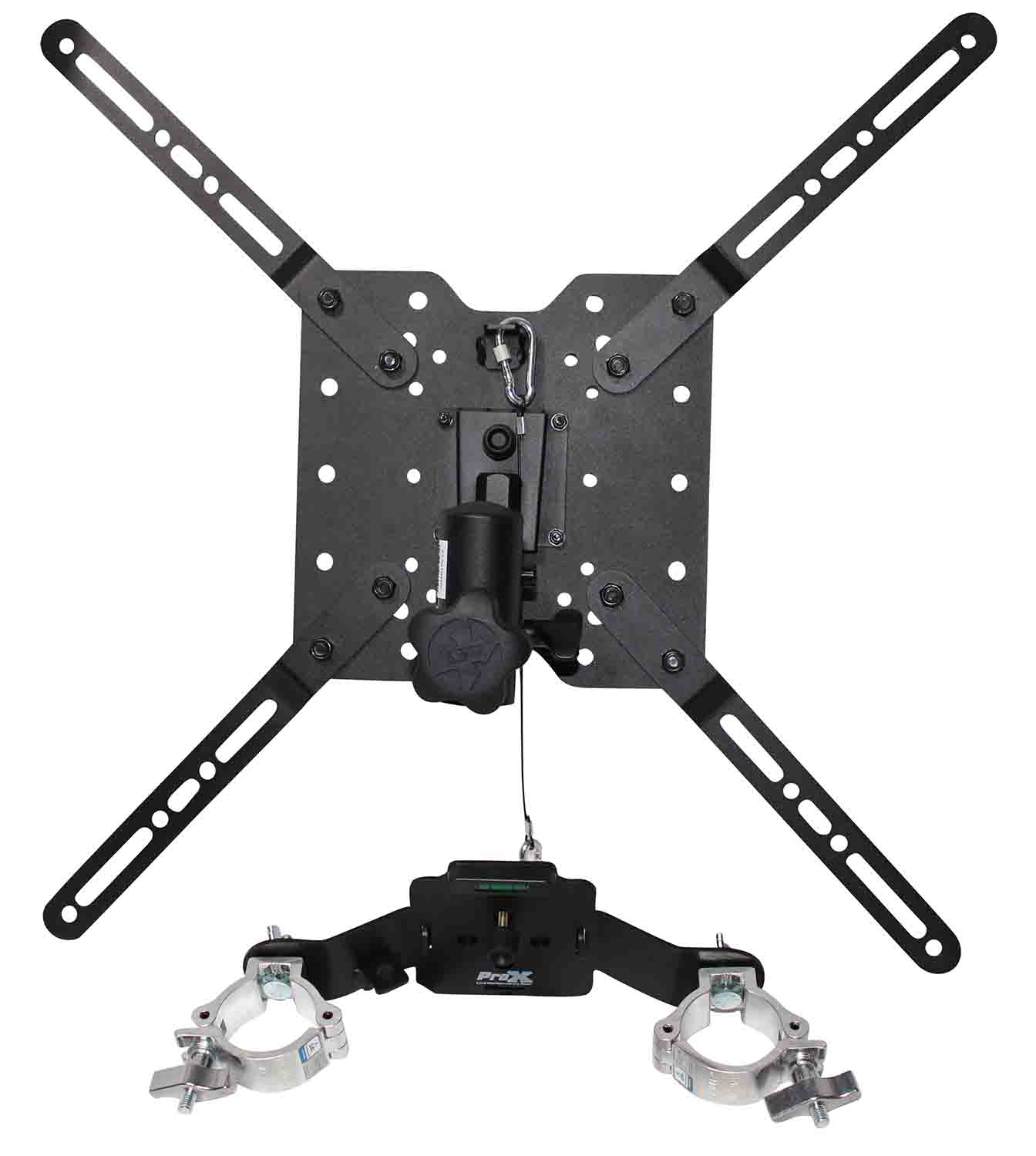 B-Stock: ProX XT-MEDIAMOUNT Universal 32" to 80" TV Bracket Clamp with Vesa Mount for F34 F32 and 12" Bolt Truss or Speaker Stands - Hollywood DJ