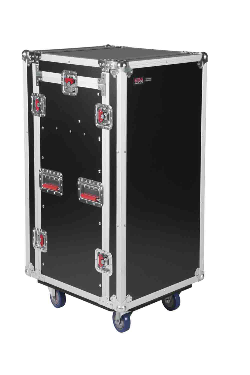Gator Cases G-TOUR 10X16 PU, 10U Top 16U Side Console Rack Case with Casters - Hollywood DJ