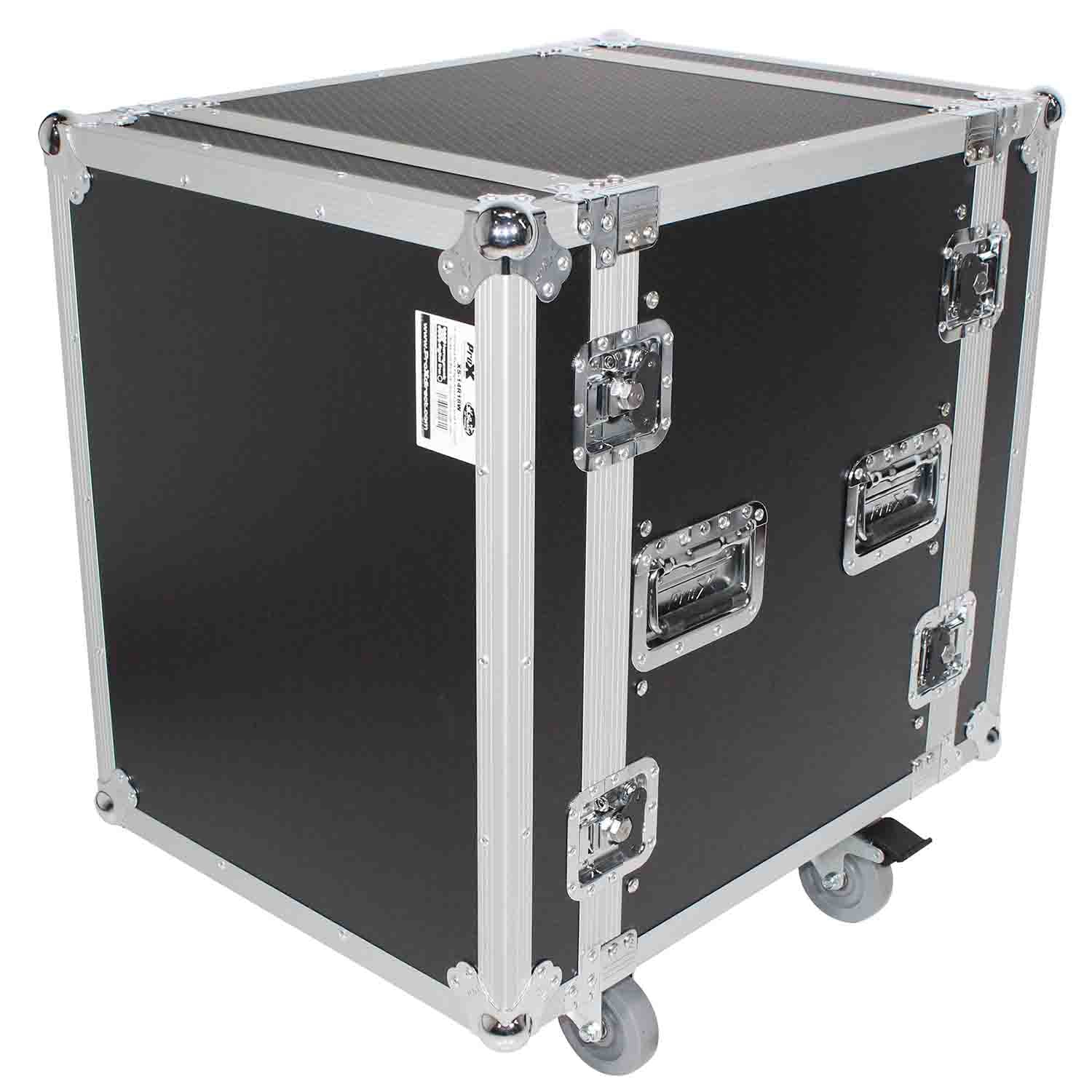 ProX XS-14R18W, 14U Space Amp Rack Mount ATA Flight Case 18 Inch Depth with Casters - Hollywood DJ