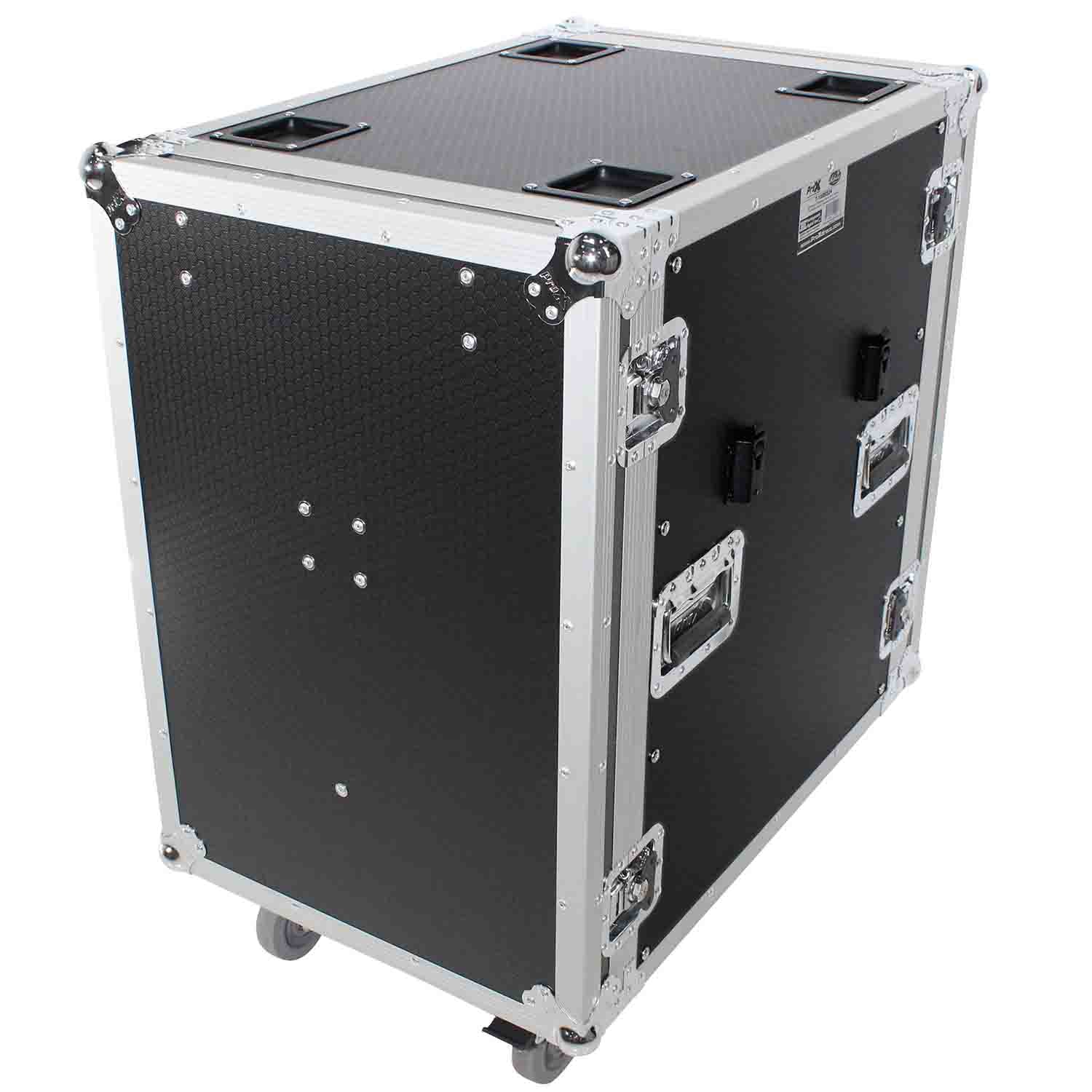 ProX T-16RSS24WDST, 16U Space Amp Rack Mount ATA Flight Case Incl. 2x Side Tables and Casters - 24" Depth - Hollywood DJ