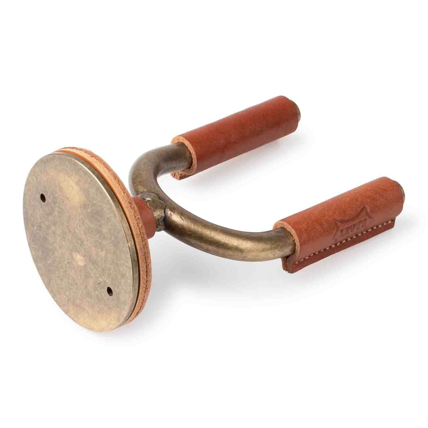 Levy's Leathers LVY-FGHNGR-BRTN Brass Forged Guitar Hanger with Tan Leather - Hollywood DJ