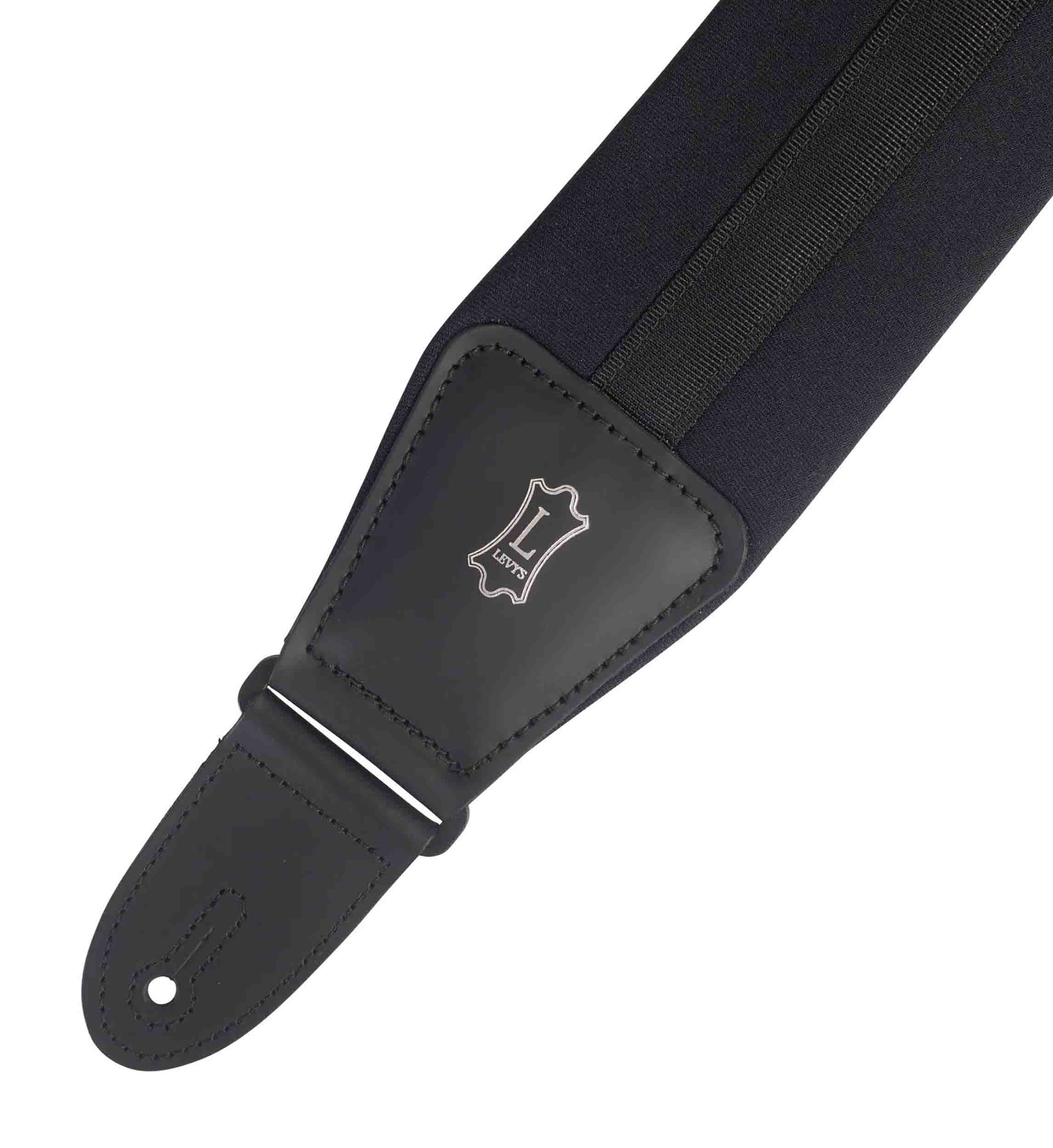 Levy's Leathers MRHNP3-BLK 3.25 inch Right Height Ergonomic Guitar Strap - Black - Hollywood DJ