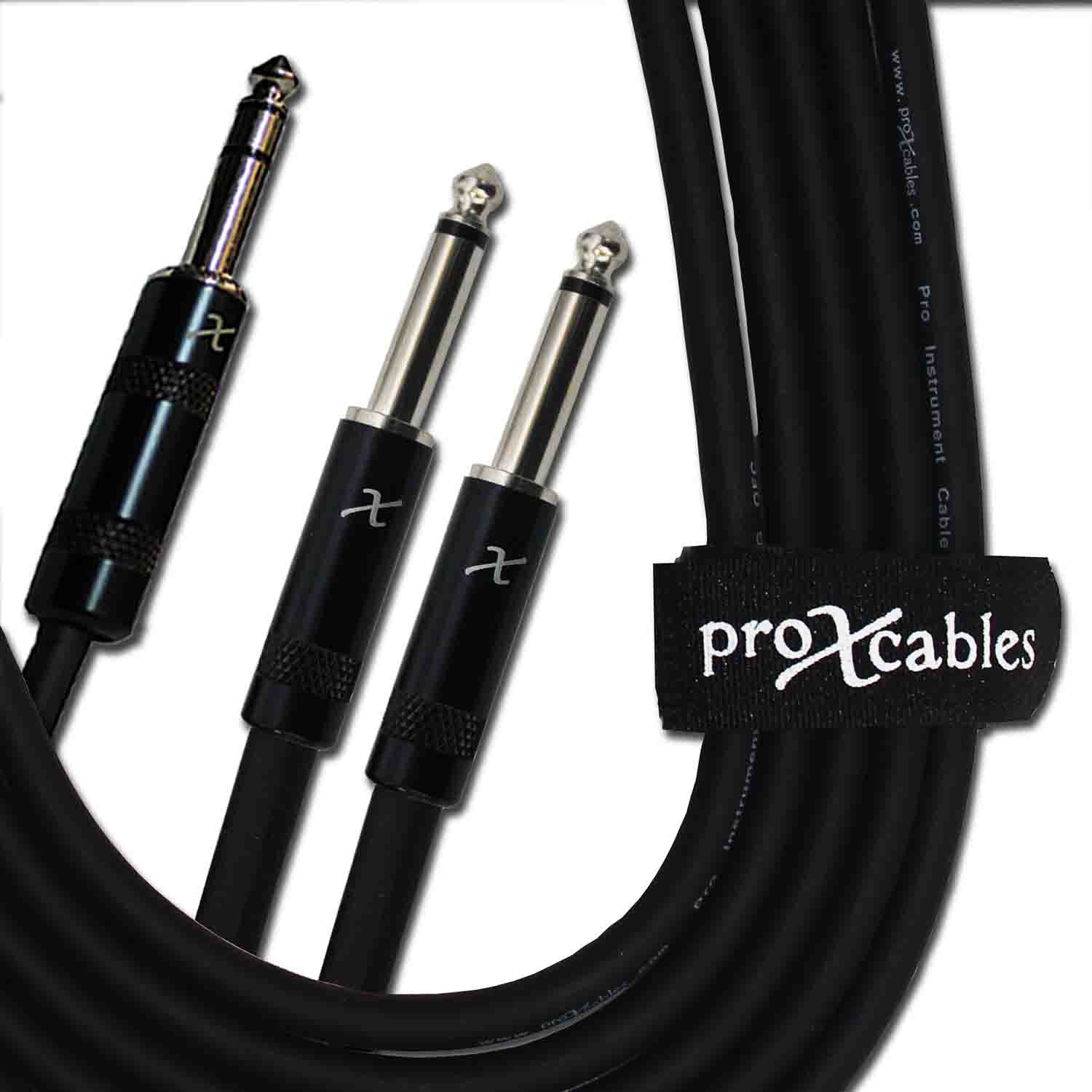 Prox XC-SYP10 Unbalanced TRS-M Stereo to Dual TS High Performance Audio Y Cable - 10 Feet - Hollywood DJ