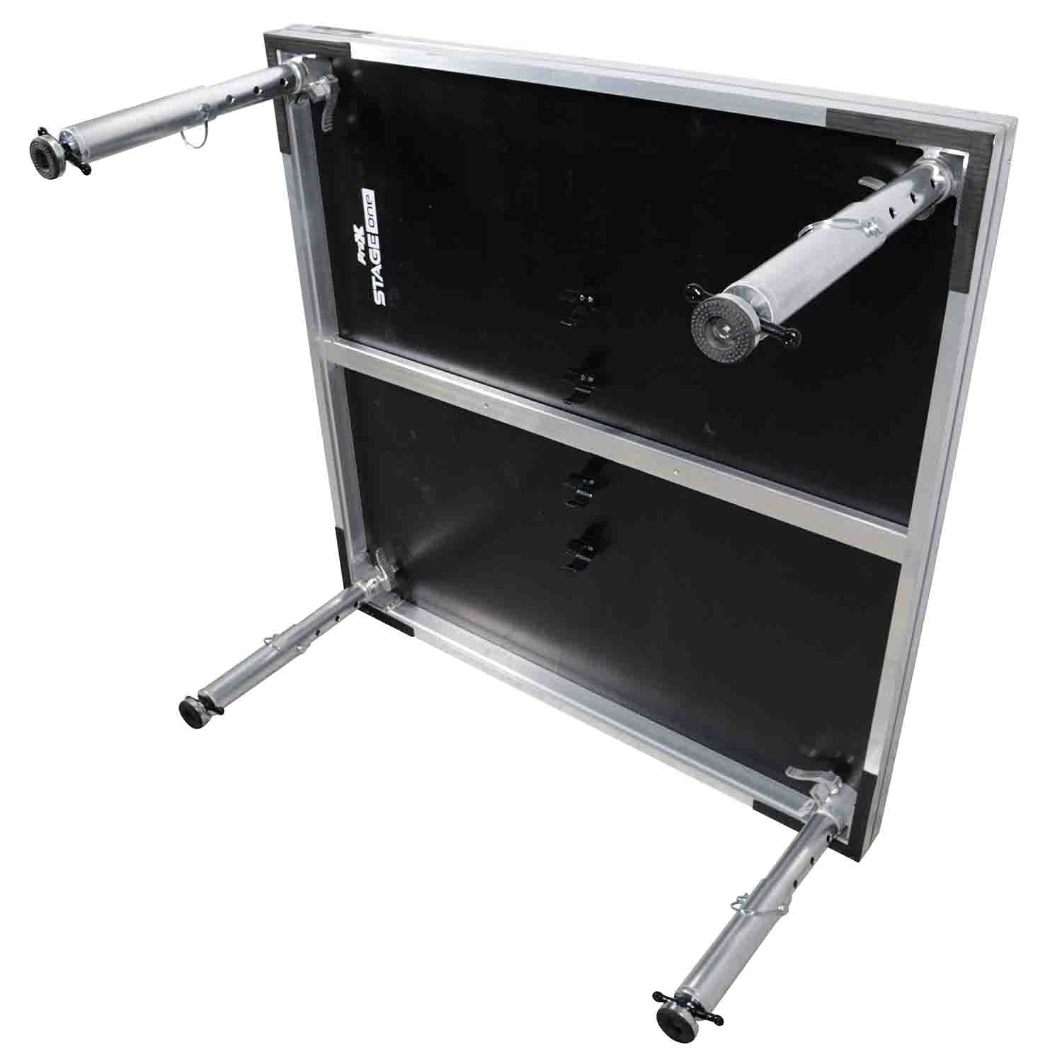 ProX XSU-4X4 Stage One 4' x 4' Ft Stage Deck Incl. 16-22-inch (24-in Extended) Telescoping Legs, and Deck Leveling Clip - Hollywood DJ