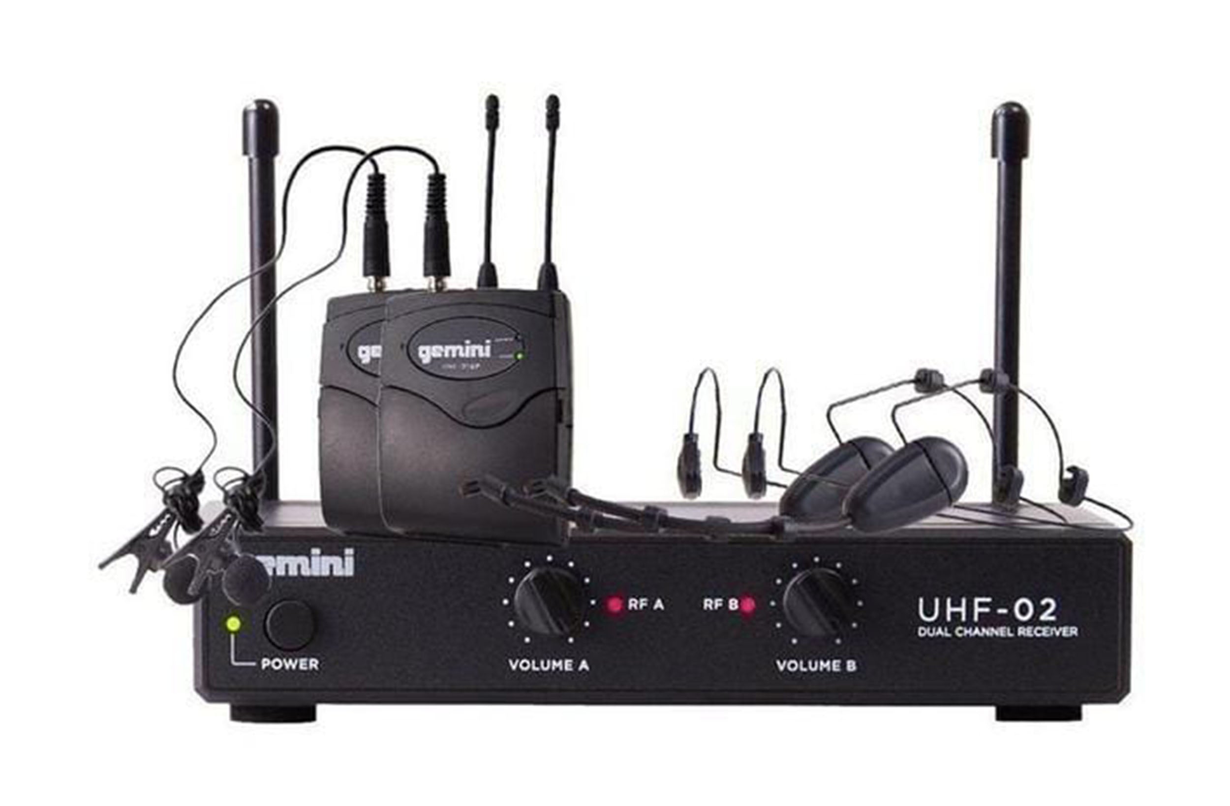 Gemini Sound UHF-02HL-S12 Wireless Microphone System - Frequency: S12 517.6+521.5 - Hollywood DJ