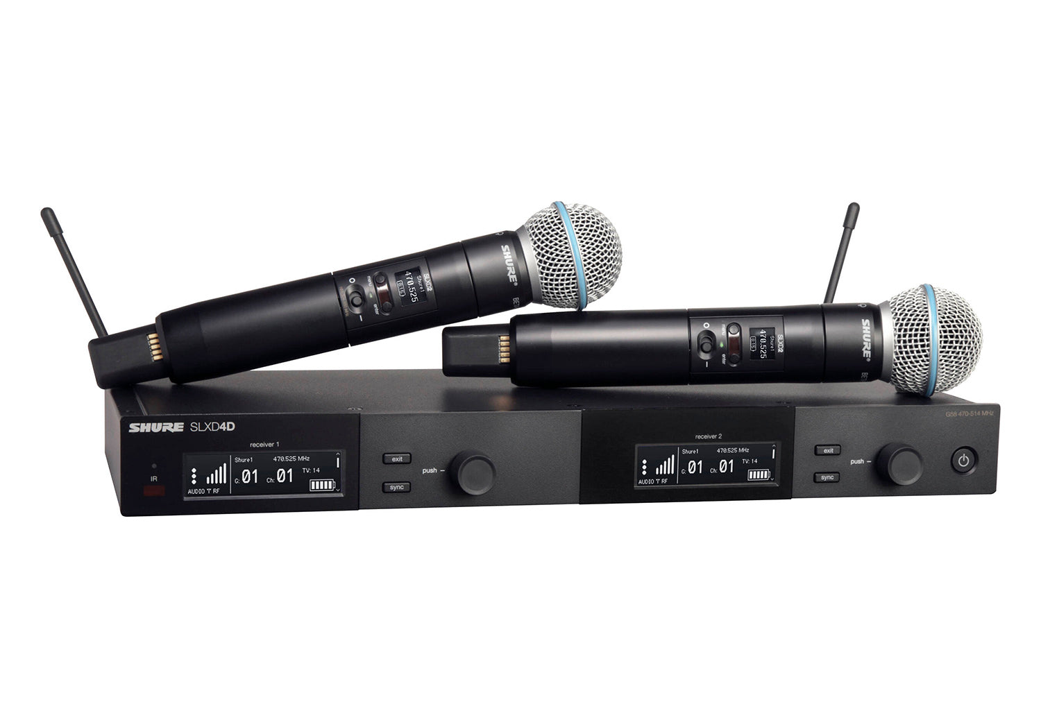 Shure SLXD24D/B58 Dual Wireless System with 2 SLXD2/B58 Handheld Transmitters - Hollywood DJ