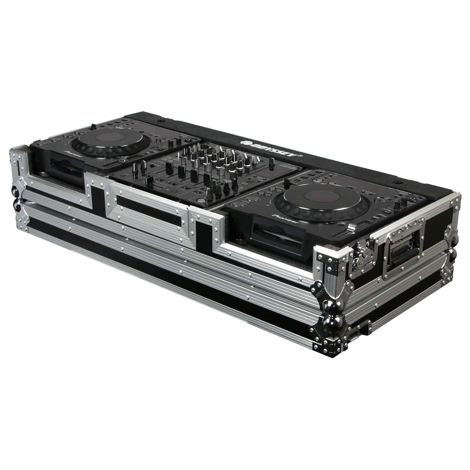 Open Box: Odyssey FR12CDJWE Universal 12″ Format DJ Mixer and Two Large Format Media Players Coffin Case - Hollywood DJ