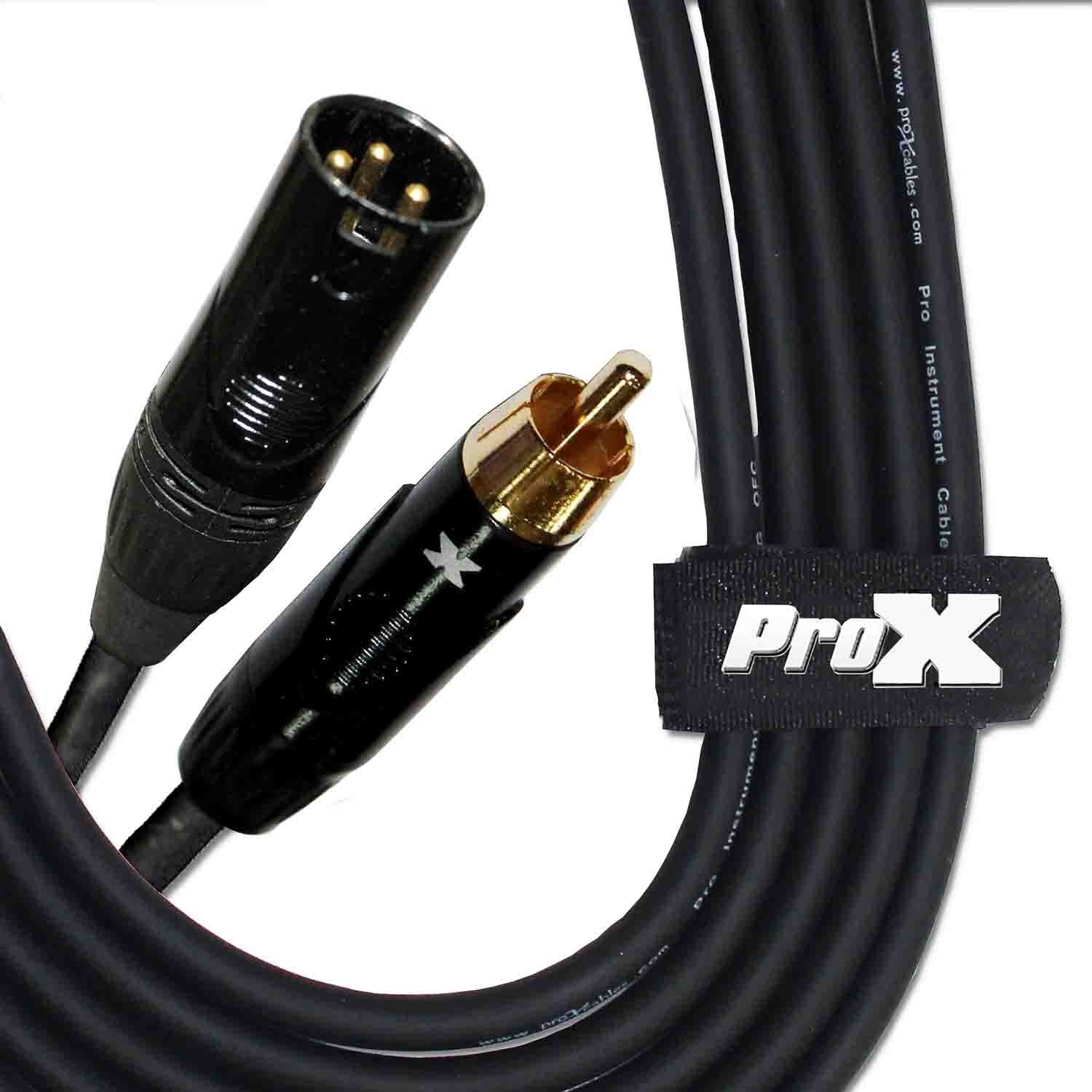 Prox XC-RXM50 Unbalanced RCA to XLR3-M High Performance Audio Cable - 50 Feet - Hollywood DJ