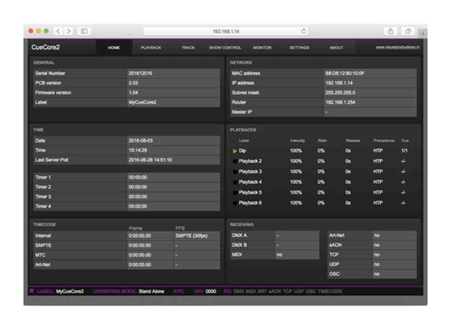 Visual Productions CueCore2, 2 Universe Architectural Lighting Controller - Hollywood DJ