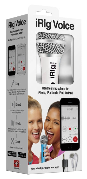 IK Multimedia iRig Voice Mic iOS/Android Handheld Microphone - White - Hollywood DJ