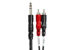 Hosa TRS-202 Insert Cable, 1/4 in TRS to Dual RCA – 6 Feet - Hollywood DJ