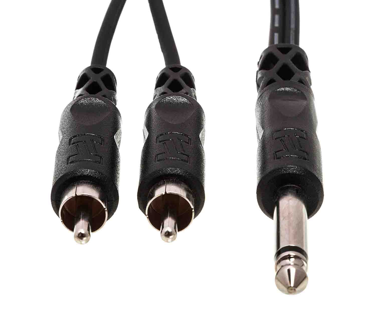 Hosa CYR-101, 1/4" TS Male to Dual RCA Male Y Cable - 1 Meter - Hollywood DJ