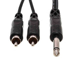 Hosa CYR-101, 1/4" TS Male to Dual RCA Male Y Cable - 1 Meter - Hollywood DJ